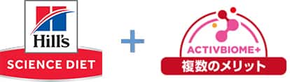 ヒルズ サイエンス・ダイエットとアクティバイオーム＋マルチベネフィットのロゴ